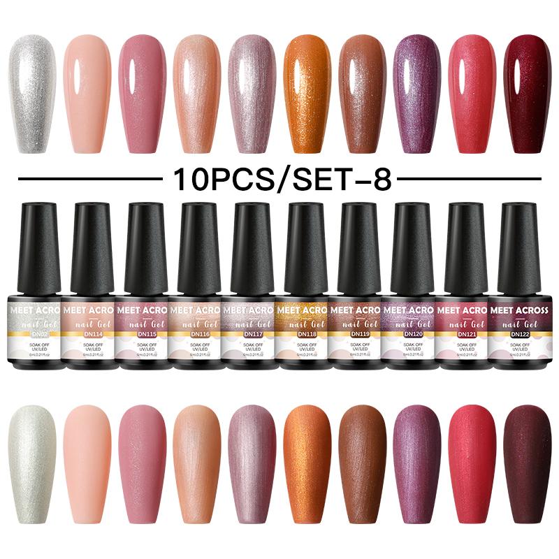 Nail Gel 10PCS/Set Polish Set 125 Colors Glitter Semi Permanent Hybrid Varnish Base Top Coat Soak Off UV LED Art
