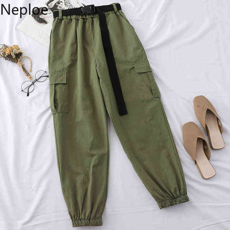 Neploe Harajuku Pants Streetwear Cargo Women Casual Joggers Sweatpants High Waist Female Trousers Korean Pantalon Belt 211115