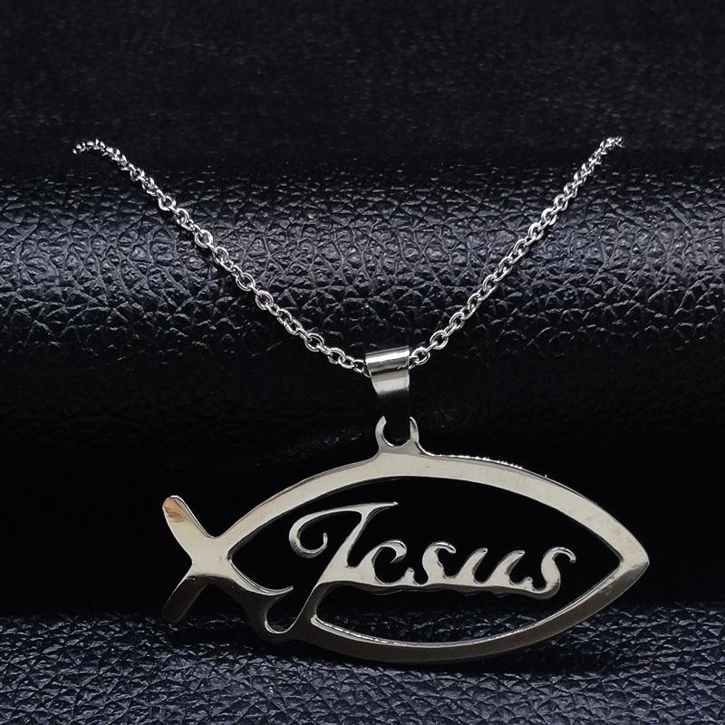 Pendant Necklaces 2021 Fish Jesus Stainless Steel Statement Necklace For Women Jewerly Silver Color Choker Jewelry Colares N1043S05
Pendant Necklaces 2021 Fish Jesus Stainless Steel Statement Necklace For Women Jewerly Silver Color Choker Jewelry Colares N1043S05