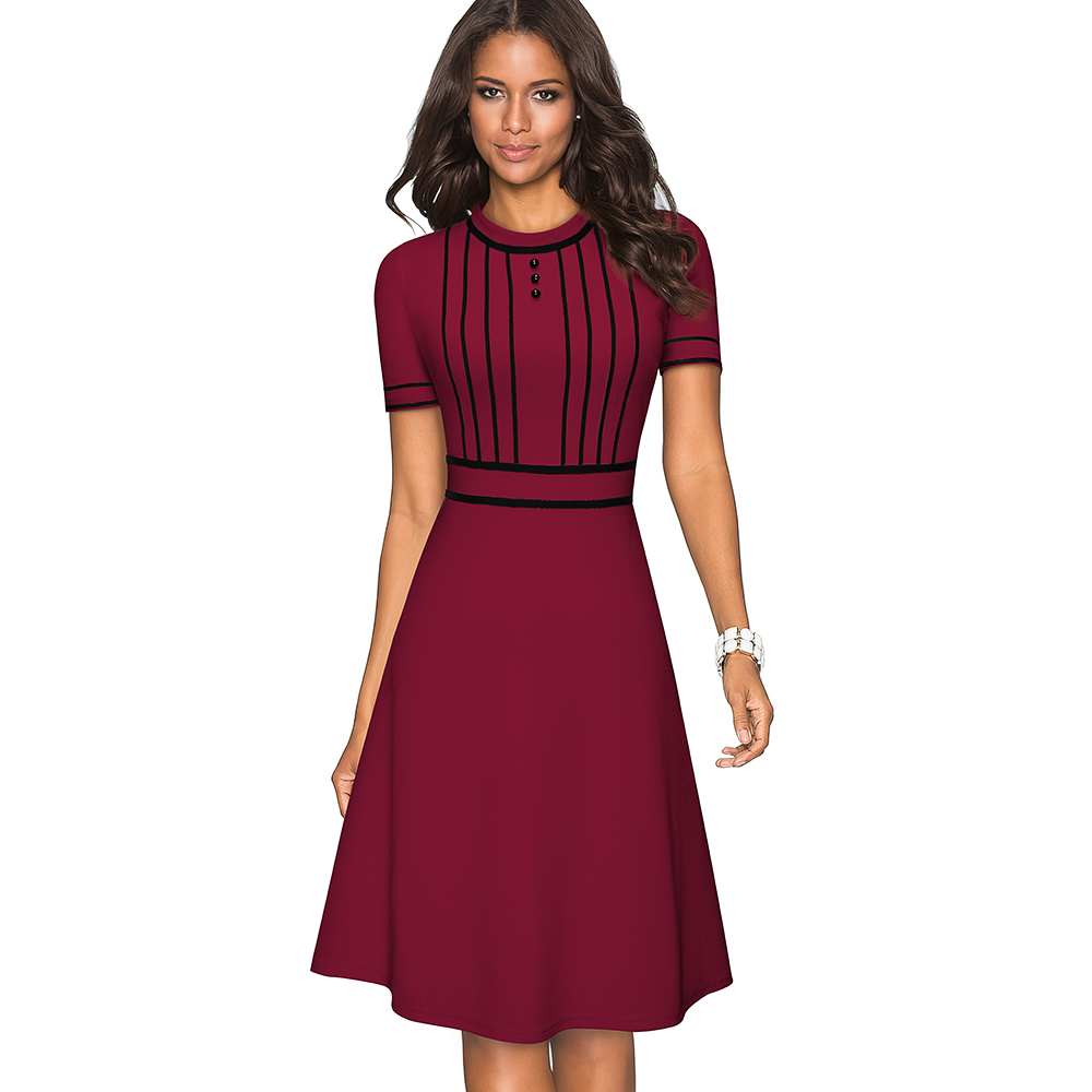 2021nice-forever summer vintage contrast color patchwork elegant dresses business formal flare swing women dress a245, Black;gray
2021nice-forever summer vintage contrast color patchwork elegant dresses business formal flare swing women dress a245, Black;gray