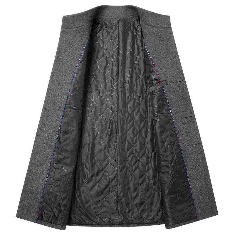 Winter Wool Coat Men Thick Stand Collar Coat Male Fashion Wool Blend Outwear Jacket Smart Casual Trench Plus Size Mens Overcoat 211122