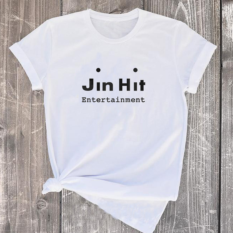 JinHit Entertainment Unisex Kpop T-Shirt Women Fashion Cotton Short Sleeve Tshirt Feminina Letter Printed Women's T-shirts 210406