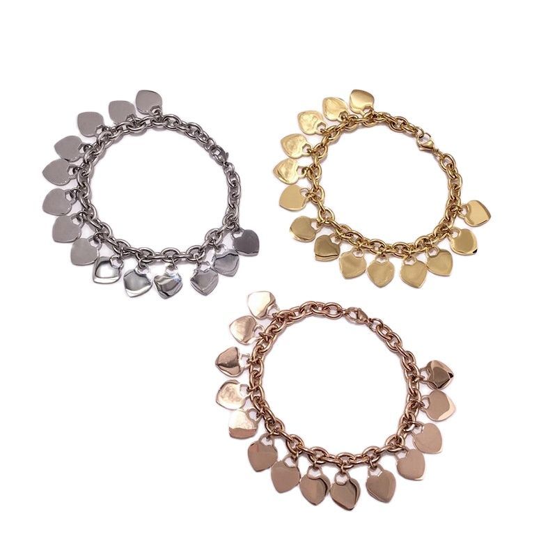 Fashion Titanium Steel Dangle T Letters 14 Hanging Heart Crude Bracelet Women Charm Party Jewelry
Fashion Titanium Steel Dangle T Letters 14 Hanging Heart Crude Bracelet Women Charm Party Jewelry