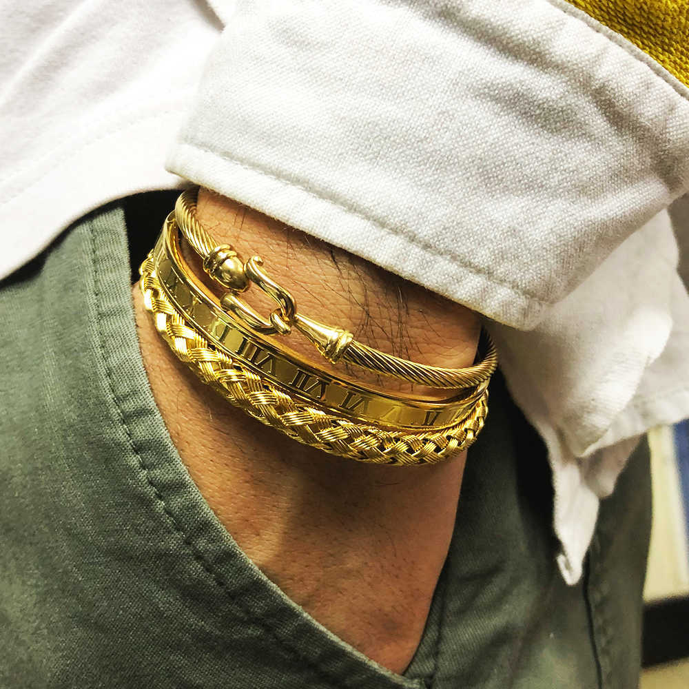 3pcs/Set Royal Roman Bracelets & Bangles Cable Wire Love Bangles For Men Stainless Steel Pulseiras Men Jewelry Accessories 210609
3pcs/Set Royal Roman Bracelets & Bangles Cable Wire Love Bangles For Men Stainless Steel Pulseiras Men Jewelry Accessories 210609