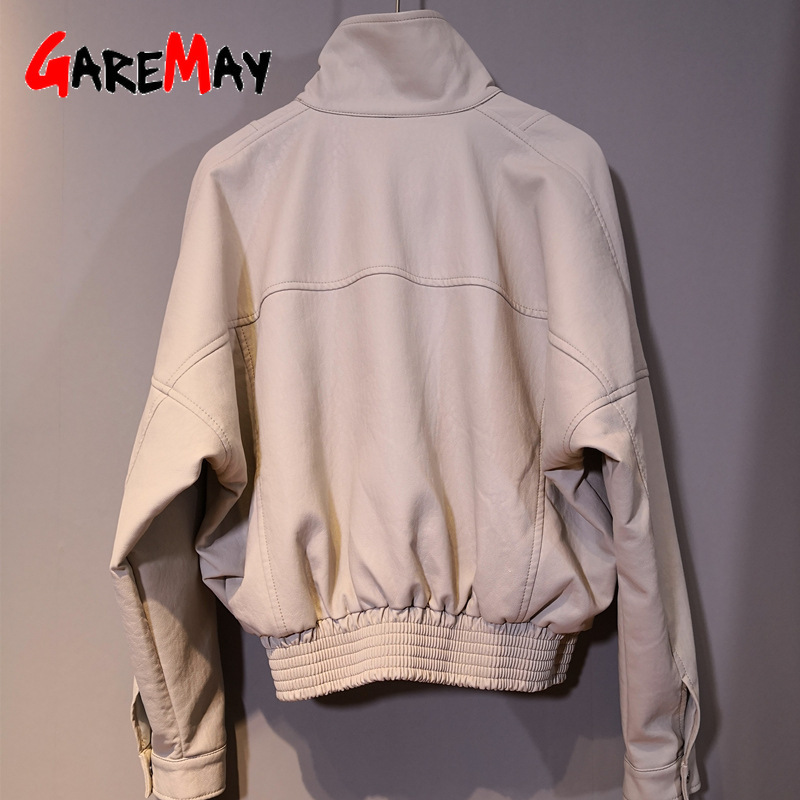 Autumn Women Faux Leather Jacket Fashion Streetwear Zipper Casual PU Coat Soft Solid Loose Biker Motorcycle Jackets 210428