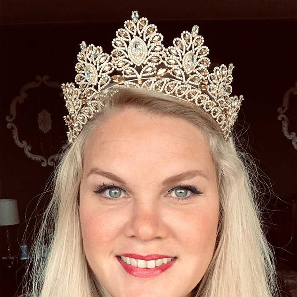 Big Baroque Crystal Tiaras Wedding Crown for Brides Women Hair Accessories Headpieces Princess Pageant couronne mariage FORSEVEN 210707