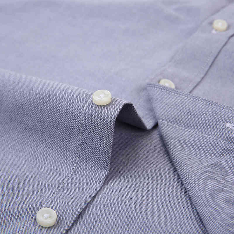 Men's Summer Casual Short Sleeve Thin Oxford Shirts Contrasting Neckband Breath Premium Quality Regular-fit Button-down Shirt 210410