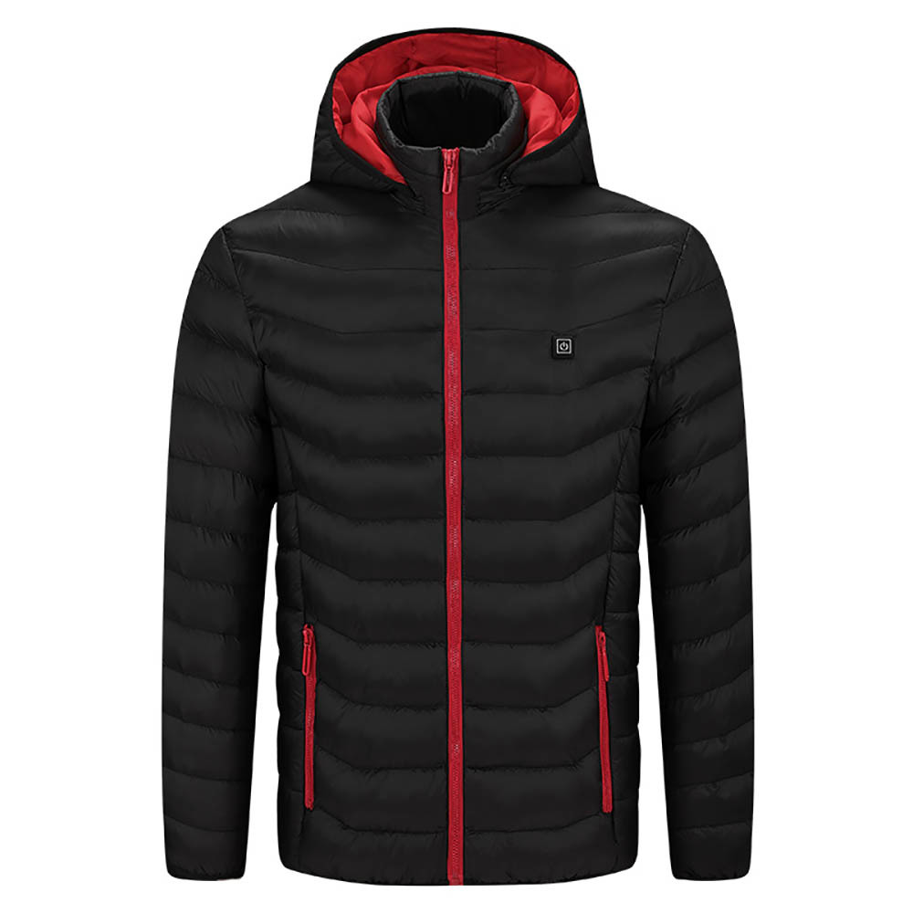 est Men Winter Warm USB Heating Jackets Smart Thermostat Pure Color Hooded Heated Clothing Waterproof Warm Coats B0829 210518