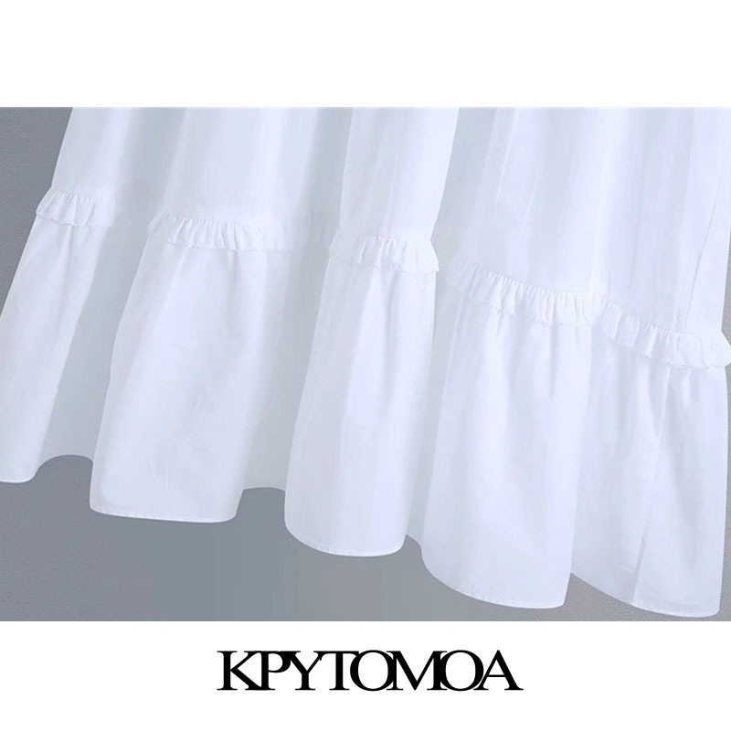 Women Sweet Fashion Cutwork Embroidery White Mini Dress Short Sleeve Ruffled Female Dresses Vestidos Mujer 210420