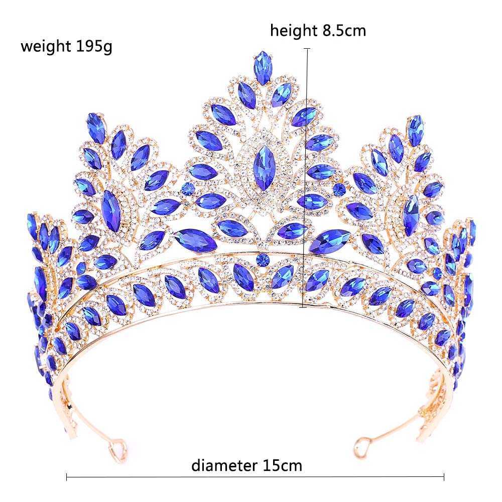 Big Baroque Crystal Tiaras Wedding Crown for Brides Women Hair Accessories Headpieces Princess Pageant couronne mariage FORSEVEN 210707