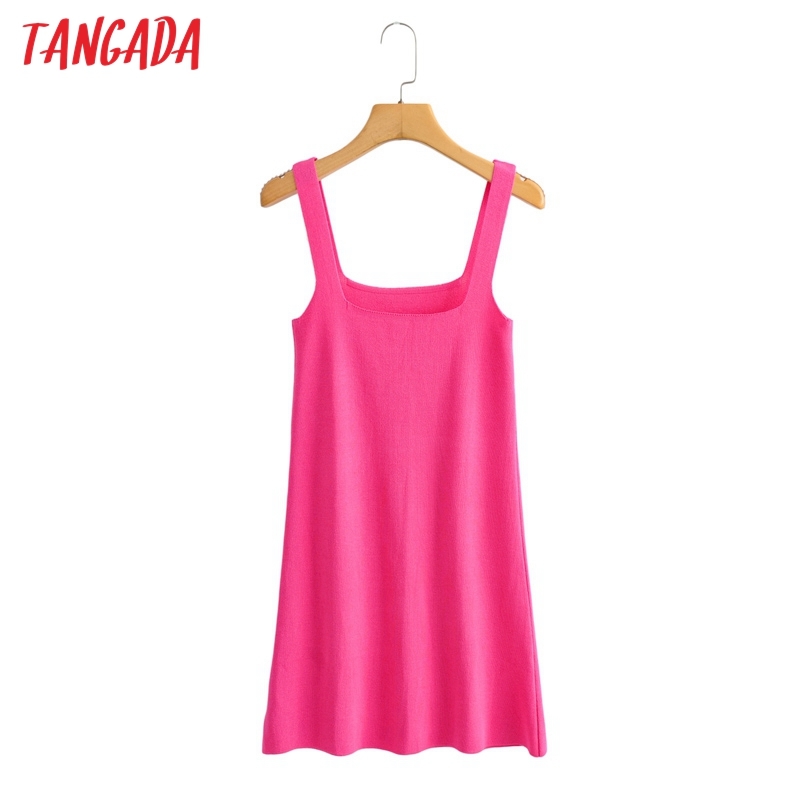 Fashion Women Solid Elegant Candy Color Knit Sleeveless Summer Ladies Dress AI57 210416
