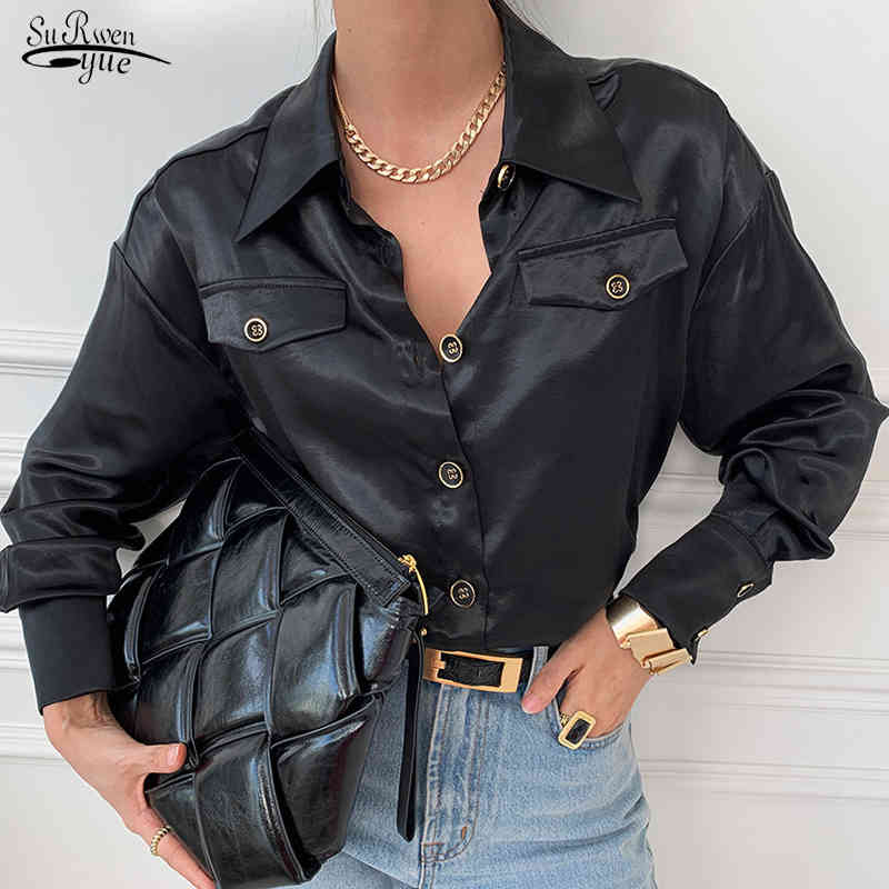 Spring Single-row Button-up Chic Sleeve Shirt Women's Tops Office Lady Long White Chiffon Blouse Blusas Mujer 12871 210521, Black
Spring Single-row Button-up Chic Sleeve Shirt Women's Tops Office Lady Long White Chiffon Blouse Blusas Mujer 12871 210521, Black