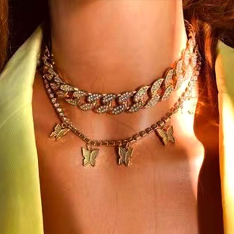 Chains Hip-Hop Style Butterfly Thick Necklace 2pc/Set Chain Jewelry Shining Rhinestone Cuban Link Choker Charms Pendant Party
Chains Hip-Hop Style Butterfly Thick Necklace 2pc/Set Chain Jewelry Shining Rhinestone Cuban Link Choker Charms Pendant Party