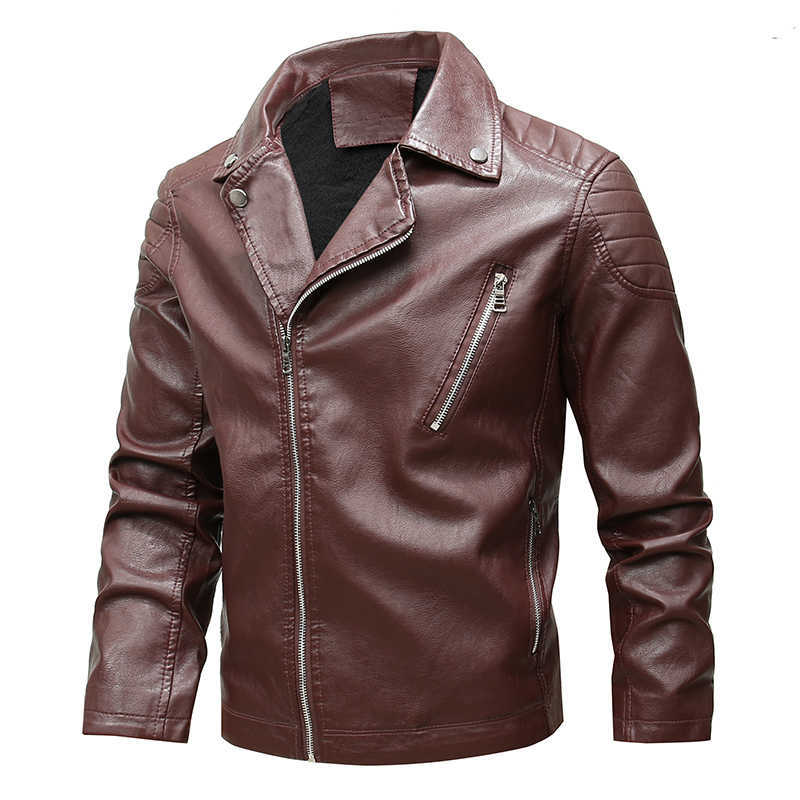MANTLCONX Casual Motor Leather Jacket Coat Men Autumn Winter Fashion Vintage Warm Leather Jacket Men Windbreak Coat Man Slim Fit 211018