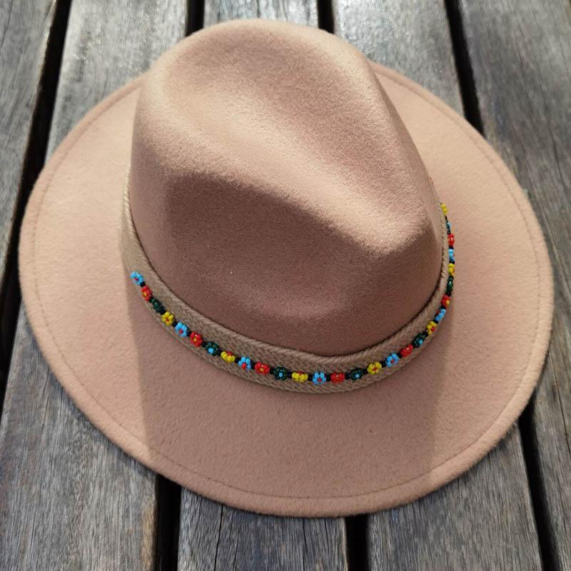 Berets Handmade Elegant Women Artificial Wool Advanced Chain Brown Hat Winter/Autumn Wide Woman Panama Sombrero Cap For Party, Color1 
Berets Handmade Elegant Women Artificial Wool Advanced Chain Brown Hat Winter/Autumn Wide Woman Panama Sombrero Cap For Party, Color1