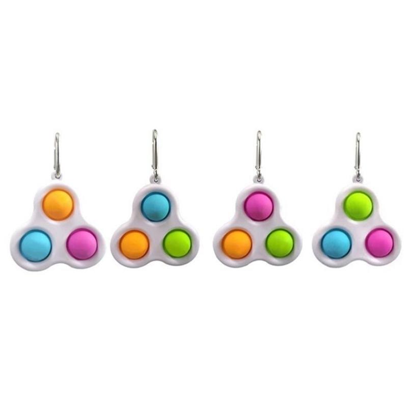 26 Styles Finger Fun Fidget Bubble Toys Push Simple Dimple Key Ring Sensory Squeeze Balls Keychain Unicorn Flower Butterfly