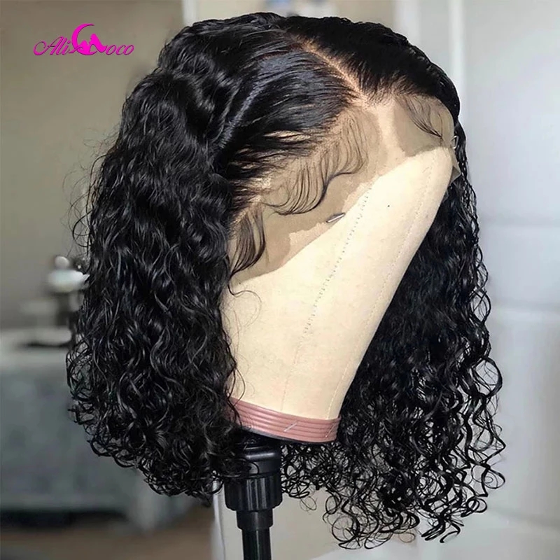 Short Kinky Curly Lace Front Human Hair Wigs For Black Women Deep Wave Glueless Synthetic Wig Prelucked Hairline