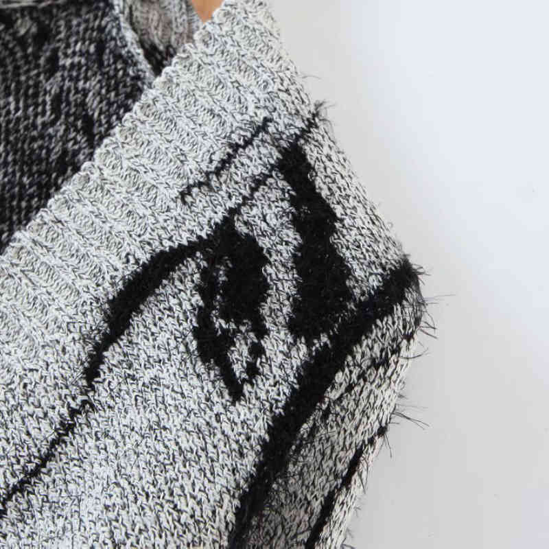 Vintage Woman Grey Embroidery Long Cardigan Spring-Autumn Fashion Soft V Neck Knitted Sweaters Ladies Casual Knitwear 210515