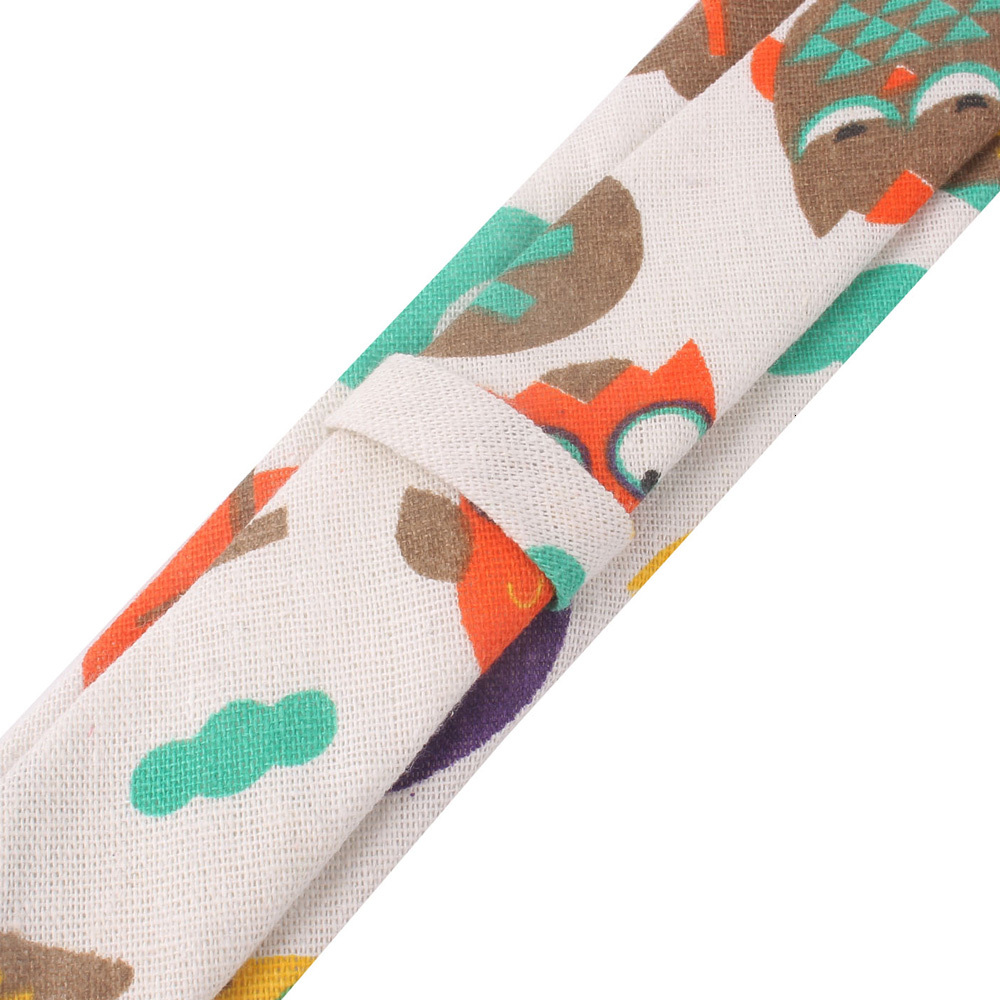 Linen Cotton Cartoon Tie for Men Women Skinny Neck Wedding Casual Animal Ties Classic Suits Funny Slim s