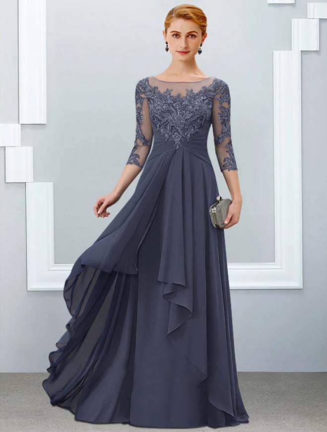 A-Line Mother of the Bride Dress Elegant Jewel Neck Floor Length Chiffon Lace Half Sleeve with Ruffles Appliques 2021 c094, Black;red
A-Line Mother of the Bride Dress Elegant Jewel Neck Floor Length Chiffon Lace Half Sleeve with Ruffles Appliques 2021 c094, Black;red
