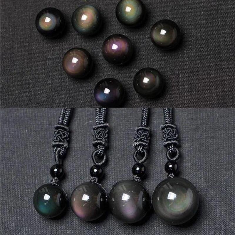Pendant Necklaces Natural Black Obsidian Rainbow Eye Transfer Bead Necklace Women Good Luck Jewelry Man Gift
Pendant Necklaces Natural Black Obsidian Rainbow Eye Transfer Bead Necklace Women Good Luck Jewelry Man Gift