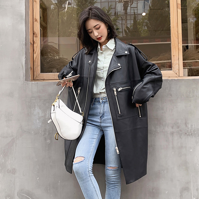 Nerazzurri Oversized black long spring womens leather jacket long sleeve drop shoulder zipper Plus size loose faux leather coat
Nerazzurri Oversized black long spring womens leather jacket long sleeve drop shoulder zipper Plus size loose faux leather coat