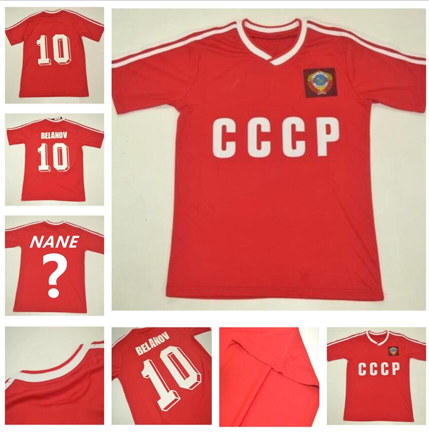 1986 1987 USSR home red soccer jersey CCCP #10 BELANOV Soviet Union retro 86 87 football shirt Vintage Classic commemorate antique uniform, Black;yellow
1986 1987 USSR home red soccer jersey CCCP #10 BELANOV Soviet Union retro 86 87 football shirt Vintage Classic commemorate antique uniform, Black;yellow