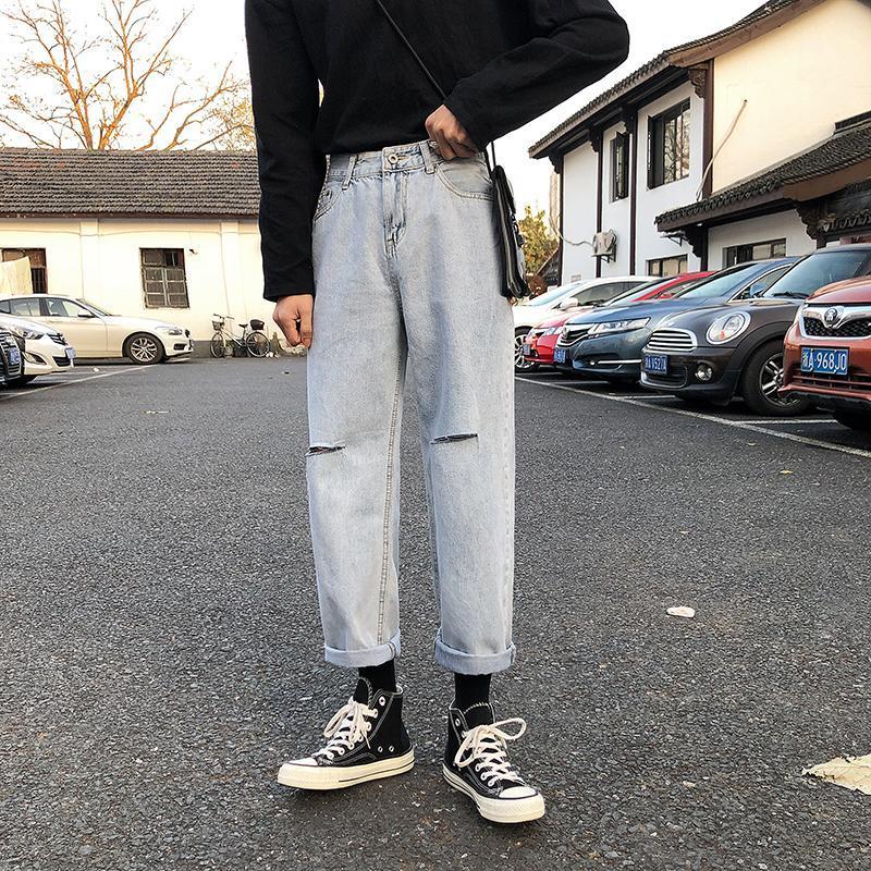 Men's Jeans 2021 Korean Style Hole Baggy Homme Straight Casual Pants Loose Blue Male High-quality Trousers Plus Size S-2XL
Men's Jeans 2021 Korean Style Hole Baggy Homme Straight Casual Pants Loose Blue Male High-quality Trousers Plus Size S-2XL