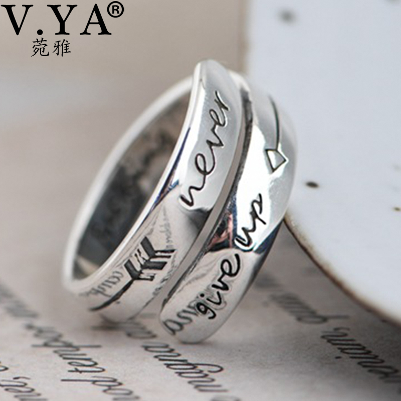 V.YA 925 Sterling Silver Retro Fashion Never Give Up Silver Rings Women's Temperament Silver Rings Valentine's Day Gift Jewelry 210512
V.YA 925 Sterling Silver Retro Fashion Never Give Up Silver Rings Women's Temperament Silver Rings Valentine's Day Gift Jewelry 210512