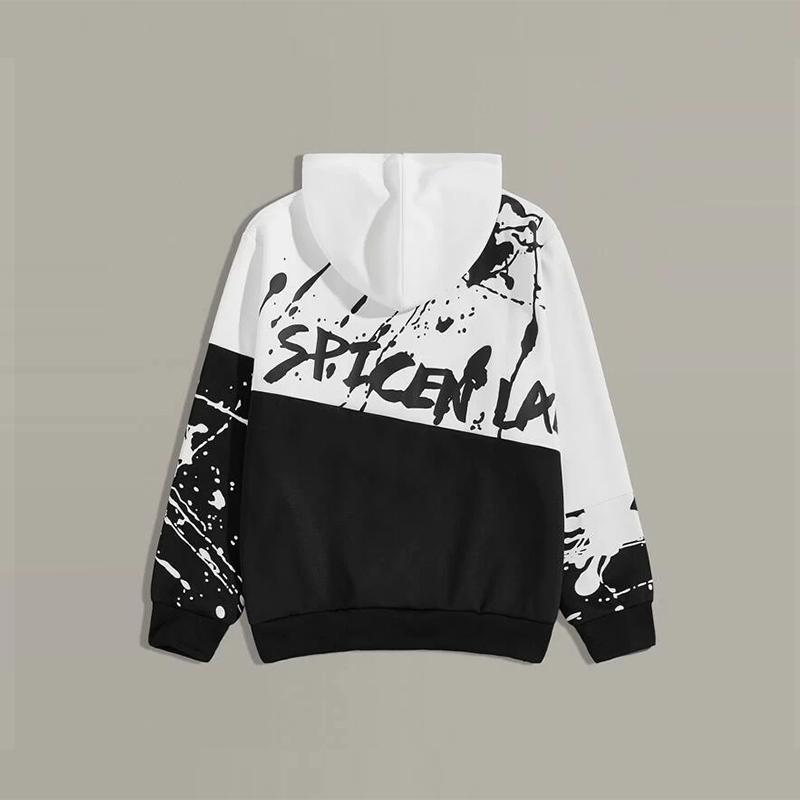 Men's Hoodies & Sweatshirts Men Two Tone Letter Graphic Hoodie