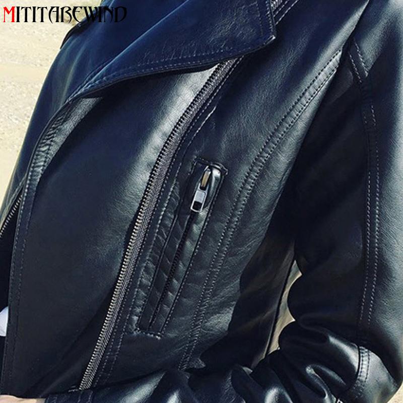 Women's Leather Faux Motorcycle PU Jacket, Spring Fall Slim Fit Short Coat B4