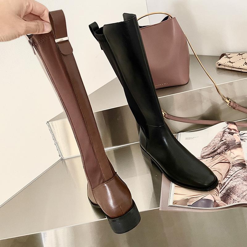 Boots 2021 Women's But Knee Side Zipper High Rider Simple Fashion Stretch Shoes For Women Winter