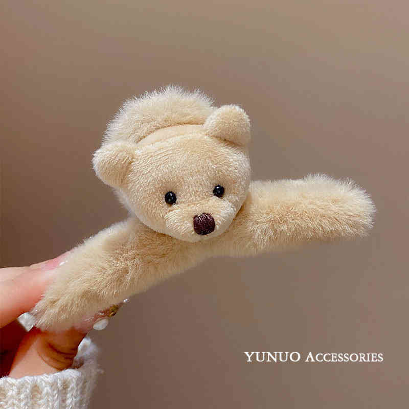 Hair Accessories Jewelry Autumn and Winter Plush Bear pin Back of Head Female Net Red Cute Catch Clip Shark Large Curling Headdress