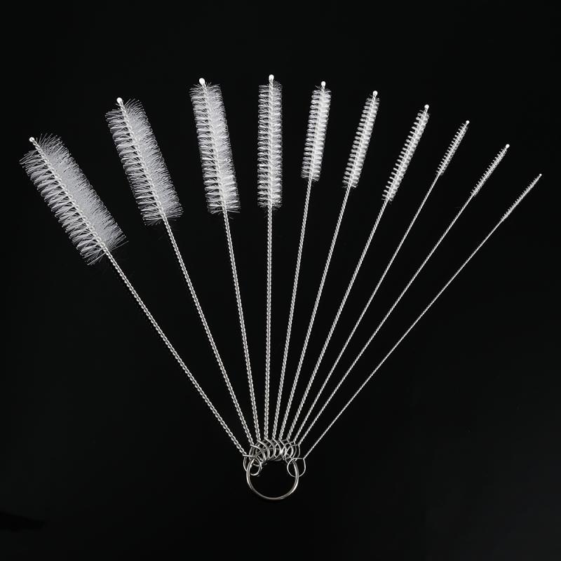10PCS/Set Nylon Brush Stainless Steel Glass Tube Cleaning Brush Nylon Bristles Tube Bottle Tubes Washing Cleaner Brush Tools