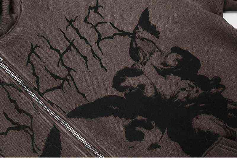 FGKKS Hoodie Angel Fairy Grunge Dark Print Jacket Coat Women hip-hop Streetwear Harajuku Anime Coat Zipper Hoodies Male 211106