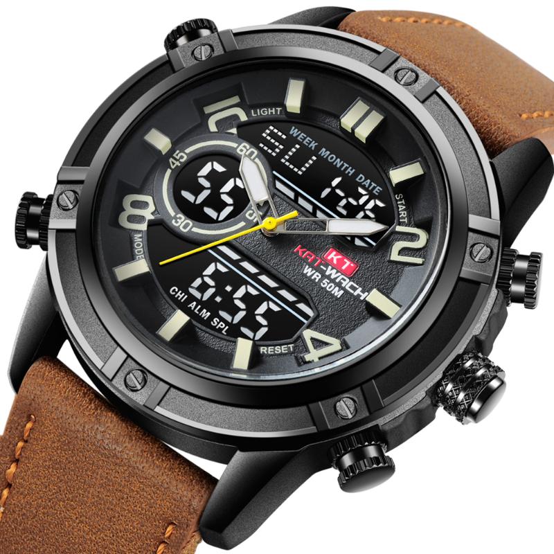 Watch Men Digital Sport Mens Watches Top Army Military Leather Band Analog LED Quartz Male Clock Relogio Masculino Wristwatches, Slivery;brown
Watch Men Digital Sport Mens Watches Top Army Military Leather Band Analog LED Quartz Male Clock Relogio Masculino Wristwatches, Slivery;brown