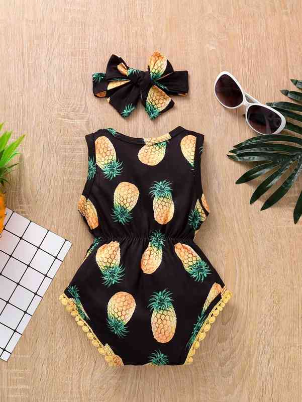 Baby Pineapple Print Bodysuit & Headband SHE