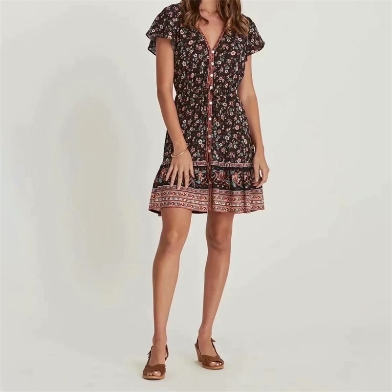 Summer V-Neck A-Line Black Printing Patchwork Belt Pullover Casual Women Mini Dress 210524
Summer V-Neck A-Line Black Printing Patchwork Belt Pullover Casual Women Mini Dress 210524