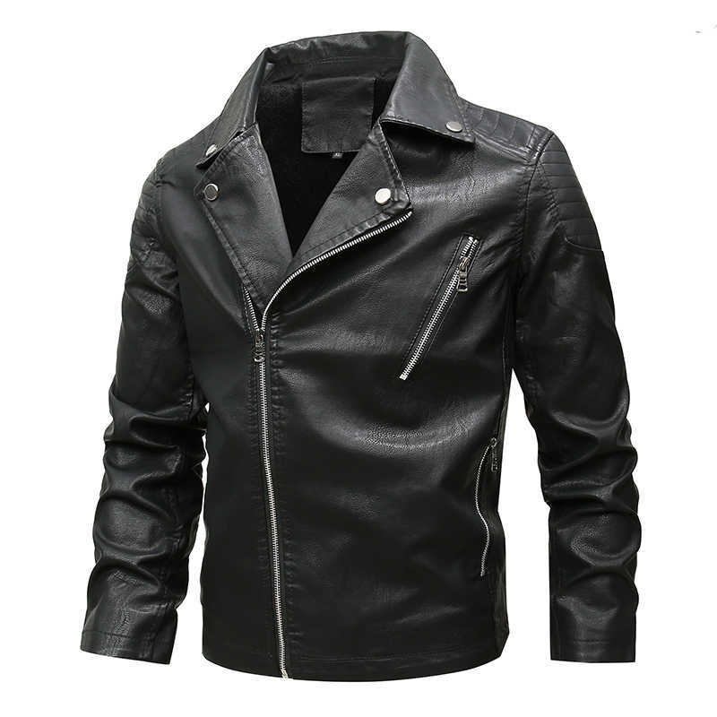 MANTLCONX Casual Motor Leather Jacket Coat Men Autumn Winter Fashion Vintage Warm Leather Jacket Men Windbreak Coat Man Slim Fit 211018