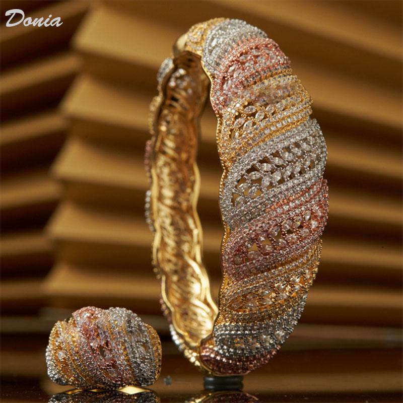 Earrings & Necklace Donia Jewelry Fashion Plated Tricolor Bracelet Micro Set Zircon Thick And Thin Leaf Snap Clasp Ring 2 Sets, Silver
Earrings & Necklace Donia Jewelry Fashion Plated Tricolor Bracelet Micro Set Zircon Thick And Thin Leaf Snap Clasp Ring 2 Sets, Silver