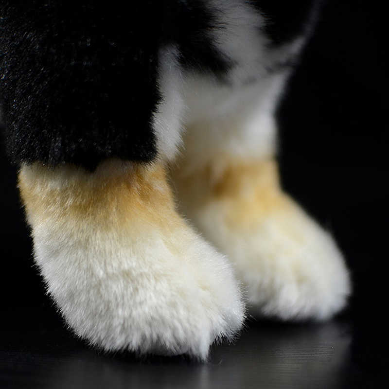 28cm Shiba Inu Real Life Plush Standing Japanese Black Dog Pet Doll Soft Lifelike Stuffed Animal Cute Kids Toys Christmas Gifts Q0