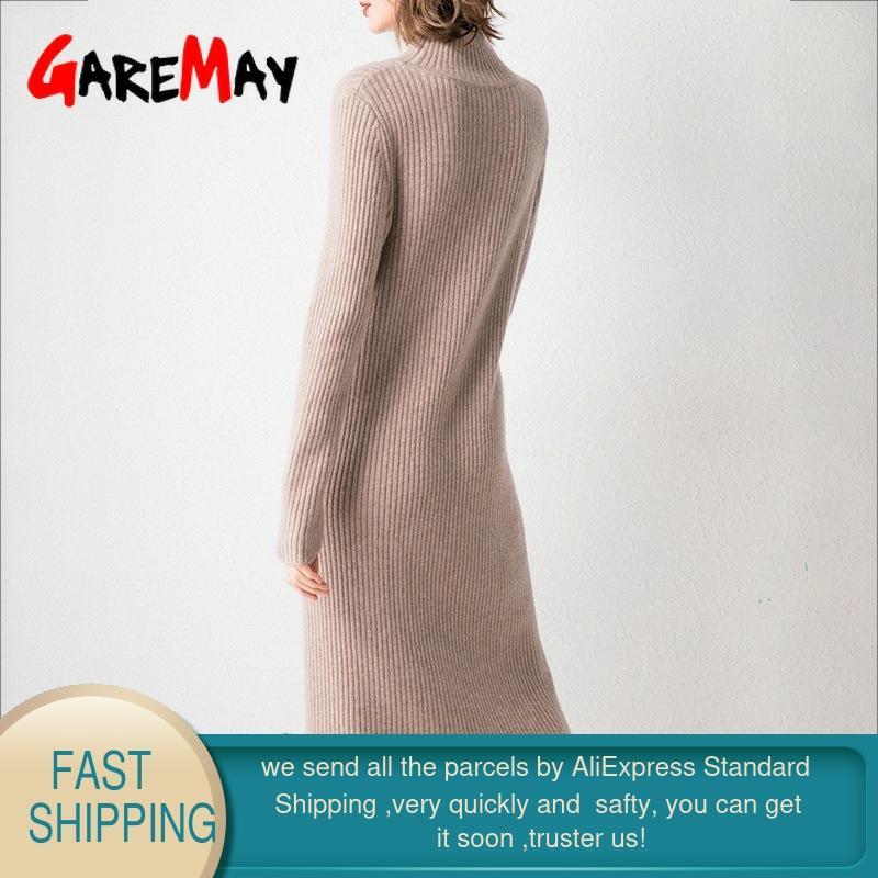 High Neck Sweater Dress Female Winter Cashmere Turtleneck Long Knitted Wool Lady Slim Bodycon Thick Fall es for Women 210428