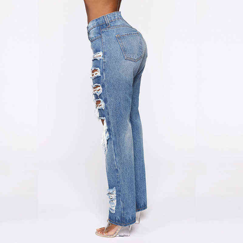 Pants Female Women's Jeans Large Size Boyfriend Jean Women y2k High Waist Mom Ripped Stright Trousers 6236 211129