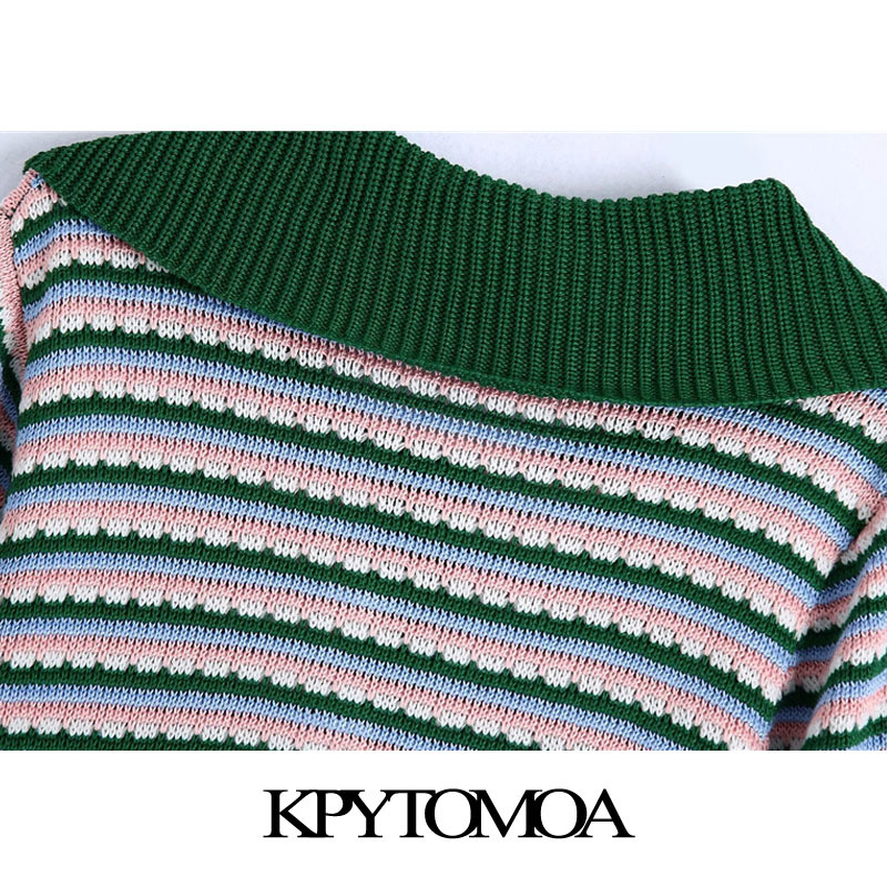 Women Fashion With Rhinestone Button Knitted Sweater Lapel Collar Short Sleeve Female Pullovers Chic Tops 210420