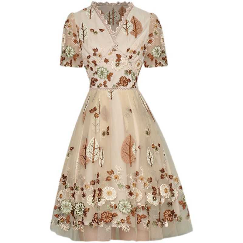 HIGH QUALITY est Fashion V-Neck Short-Sleeved Stunning Embroidery Gauze Dress 210526, Apricot
HIGH QUALITY est Fashion V-Neck Short-Sleeved Stunning Embroidery Gauze Dress 210526, Apricot