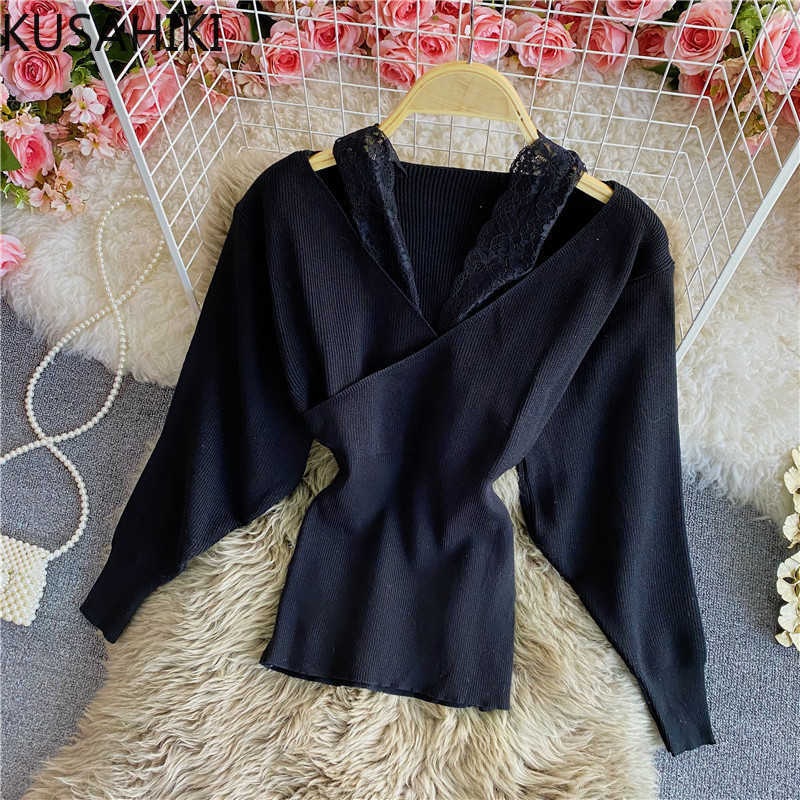 KUSAHIKI Sexy Slim Irregular Long Sleeve Knitwear Korean V-neck Elegant Pullover Knitted Top Jumper Baisc Sweater 6E414 210602, Black
KUSAHIKI Sexy Slim Irregular Long Sleeve Knitwear Korean V-neck Elegant Pullover Knitted Top Jumper Baisc Sweater 6E414 210602, Black
