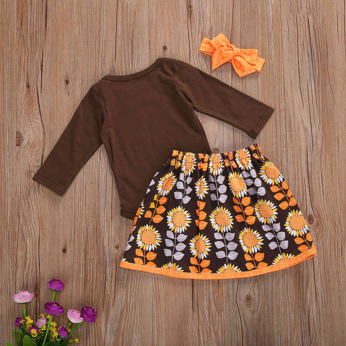 0-24M MY 1st Thanksgiving Day born Infant Baby Girl Clothes Set Cartoon Turkey Romper Flower Skirts Outfits Party 210515