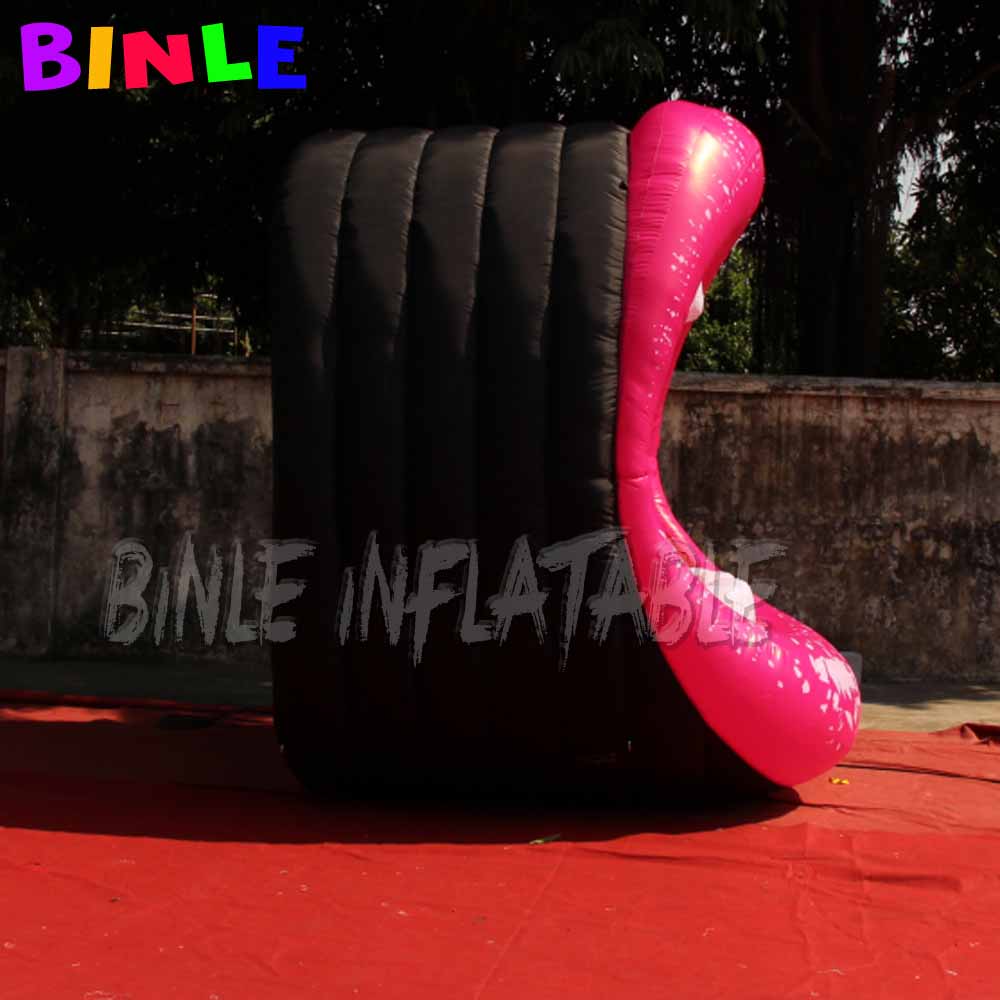 Stage background props red giant inflatable lip aerated opening mouth for single party decororation