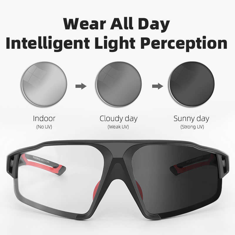 ROCKBROS Pochromic Cycling Glasses Bike Bicycle Glasses Sports Men's Sunglasses MTB Road Cycling Eyewear Protection Goggles 211014