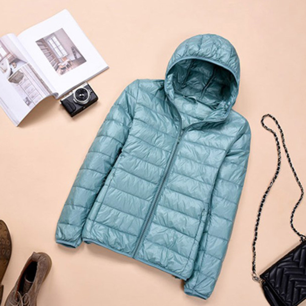 Ultra-light Plus Size Thin Down Jacket Women Autumn Winter Slim Short Hooded Warm White Duck Coat Women's Outerwear 210428